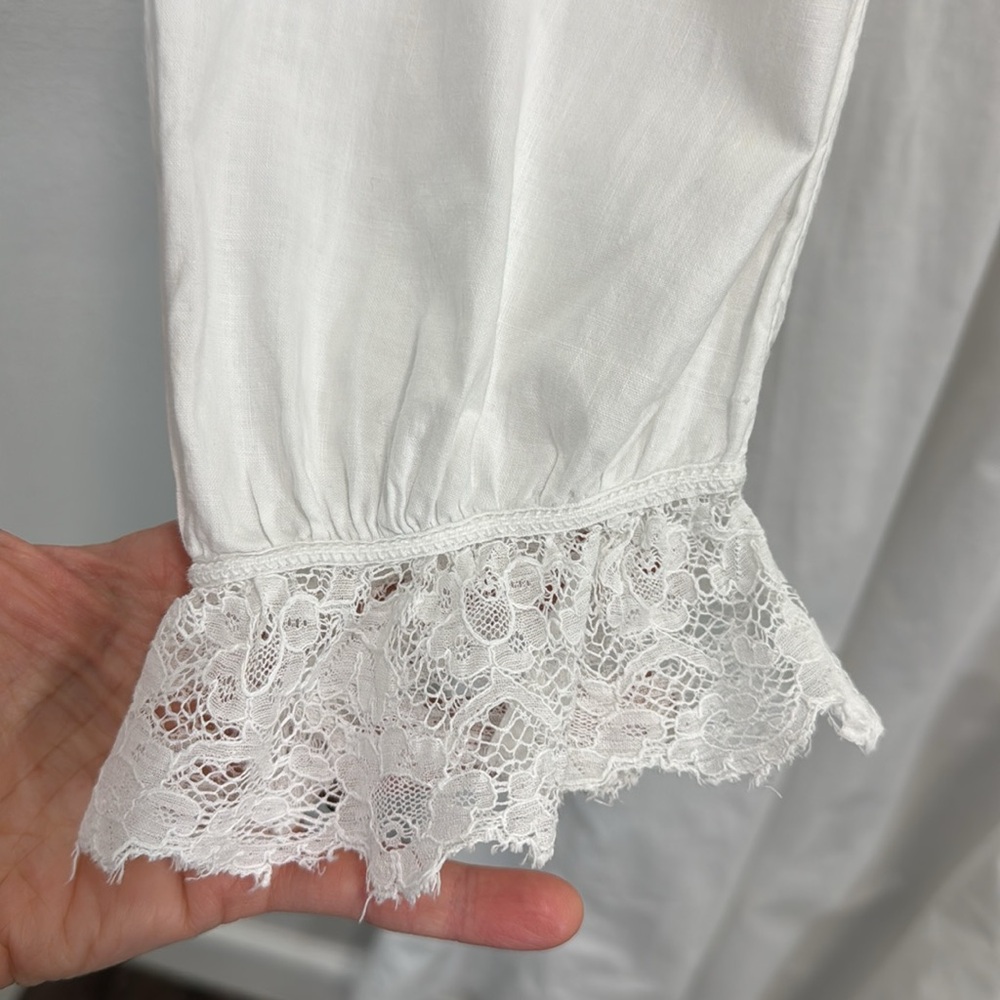 Edwardian antique Elegant White Lace Nightgown maxi long - Picture 4 of 11